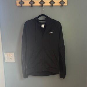Nike Therma-Fit Black Full Zip Hoodie with White Swoosh